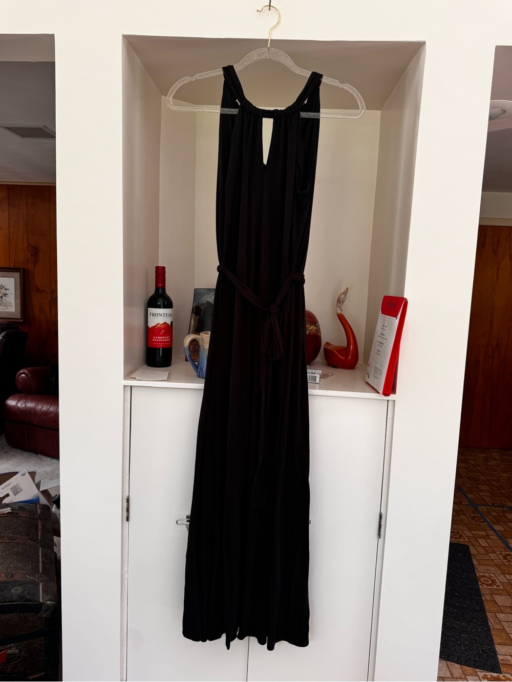 Black Sleeveless Maxi Dress with Tie Waist